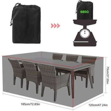 Housse Table Jardin Rectangulaire Housse de Protection Imperméable pour Meubles de Jardin Housse de Protection pour Salon de Jardin Bâche de Protection Étanche Tissu Oxford (180x 120 x 70cm) (1/4)