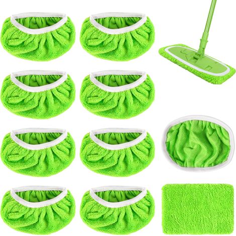 Recharge Serpillière Microfibre pour Swiffer: 10 Pièces 25.4x11.5 cm Lavette de Rechange pour serpillere Balai, Lavables Réutilisables, Nettoyage Sec et Humide Bois (1/5)