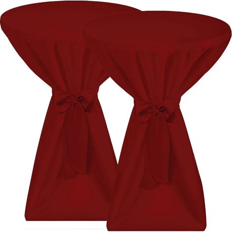 2X Premium Stehtischhusse Blickdicht Bordeaux Ø 60-65 cm