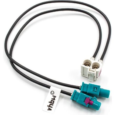 vhbw Adaptador antena doble Fakra (B) compatible con Audi / VW RNS 2, RNS 310, RNS310, RNS510 radio coche - Cable adaptador, 20 cm