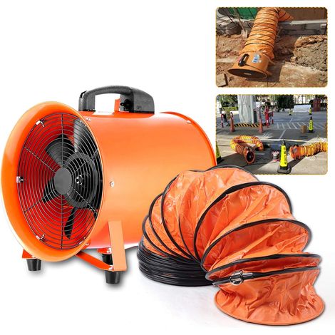 Ventilateur industriel portable ventilateur axial avec tuyau en PVC de 10 mètres ventilateur de construction diamètre 250mm (1/5)