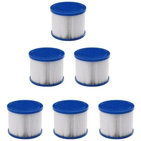 Lot de 6 cartouches filtrantes pour spa gonflable – Filtration en papier non tissé – Dimensions 77 x 100 mm – Compatible spas AREBOS (1/5)