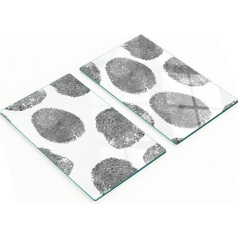 Planches à découper et à servir décoratives en verre, motif empreinte digitale, 2 x 30 x 52 cm (1/5)