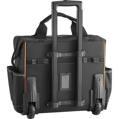 Mophorn Borsa portautensili con ruote, capacità 110 libbre, 25 tasche, organizer portautensili resistente con maniglia telescopica e base robusta per elettricisti e operai edili