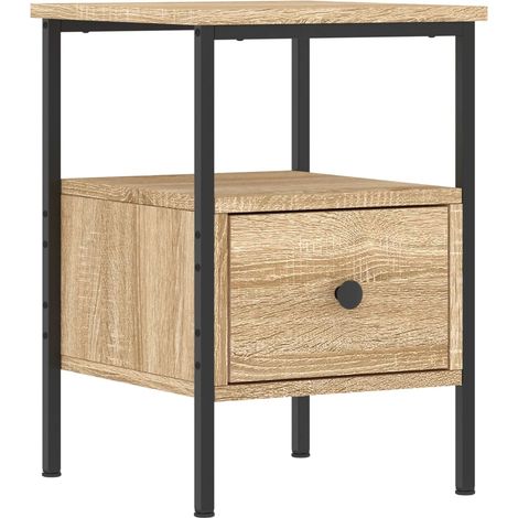 Comodino con cassetto e ripiano 34 x 36 x 50 cm in derivati del legno color rovere DEC033806
