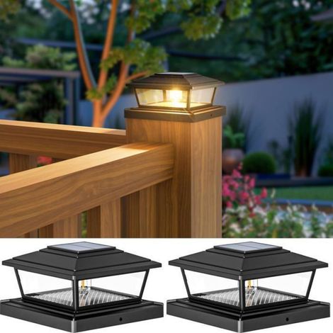 Lot de 2 lampes solaires pour poteaux, 2 modes, étanches IP65 (1/5)