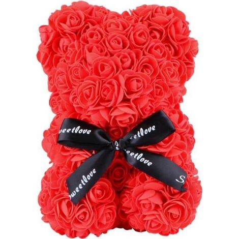 Ours - Rose Artificielle - 25 X 20 X 12 Cm - En Mousse Pe - Décoration Intérieure - Cadeau Occasionnel - 1 Pièce (1/4)