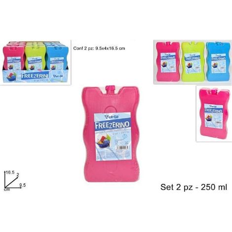 TrAdE Shop Traesio - Set 2 Pezzi Freezerino Ghiaccio Ghiacciolo 250ml Borsa Termica Mare Refrigerante - (1/2)