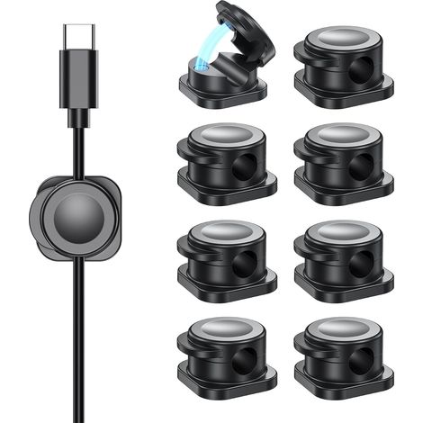 Set di 6 fermacavi magnetici neri, organizer per cavi autoadesivi, clip magnetiche per cavi, supporto per cavi - AquaForge (1/4)