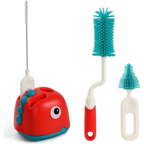ensemble De Brosses Pour Bb, (rouge) 4 En 1 Brosse De Nettoyage Pour Bb, Brosse De Nettoyage Pour Biberon En Silicone, Brosse De Nettoyage Pour Bb (1/5)