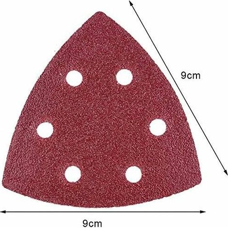 Triangles de ponçage delta 100 pièces 6 trous 93 X 93 X 93 mm pour ponceuses delta feuilles abrasives patins de ponçage velcro (100 pièces) MNS (1/4)