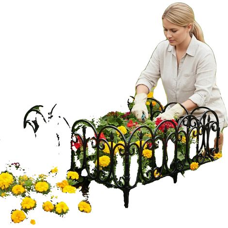 Clôture de jardin, Design durable, Installation facile, Noir (1/2)