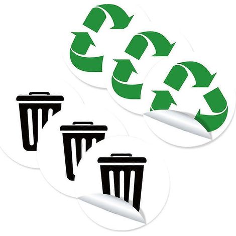 Lot de 6 feuilles d'autocollants adhésifs en PVC pour le tri des déchets, à coller sur une poubelle.-12.8X12.8X0.01CM (1/3)