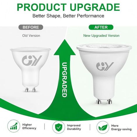 GY GU10 LED Bulbs 4.9W 80W, 790LM 6500K Cool White, 120° Beam Angle, GU10 Bulb, 10
