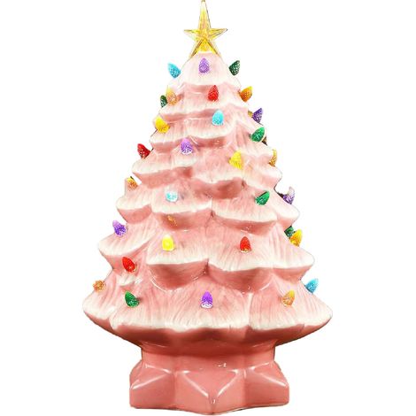 GARRYFIZH Ornement miniature de sapin de Noël en résine colorée de 10 cm, parfait pour décorer une fenêtre ou une terrasse, de couleur rose.