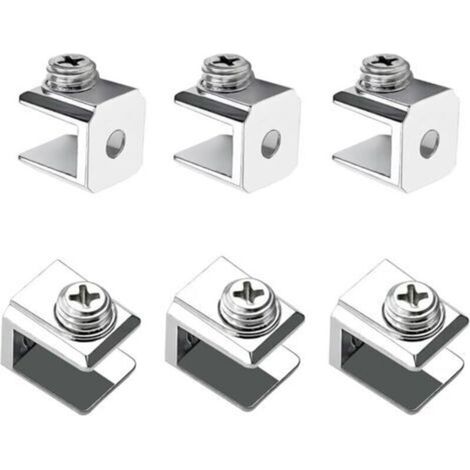 16-teilige Glasklemme, verstellbarer Glashalter, Stützklemme aus Zinklegierung, Befestigungsklemme für 3–8 mm dickes Glas, mit Schrauben (1/5)