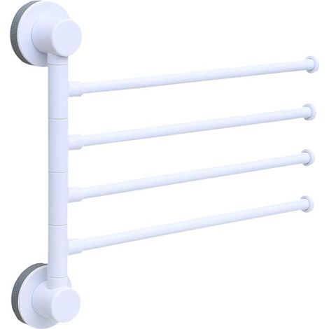 Porte-serviettes mural pivotant à 4 bras, pliable et rotatif à 180°, pour salle de bain et cuisine (gris)-AquaForge (1/5)