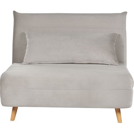 Sofá de terciopelo moderno de 1 asiento cama individual con cojín gris claro Setten