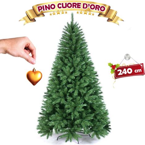 Albero Di Natale 240 Cm Pino Cuore D'oro Verde Folto 1315 Rami Base A Croce (1/5)