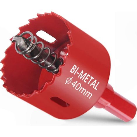 Scie cloche bimétallique 40mm avec adaptateur hex et foret centré pour percer bois, plastique et PVC - outil de carottage professionnel, mandrin 6 pans, coupe nette (1/5)