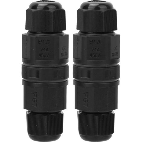 Connecteur Électrique 2 Broches Ip67 Étanche Pour Éclairage Led Extérieur Et Panneau Solaire - Lot De 1 (1/5)