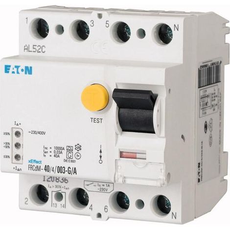 Interrupteur différentiel Élec. FRCdM 30mA 4P Type G/A 40A 000168648 EATON FRCDM 40/4/003 G/A