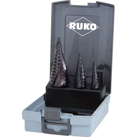 Set  di  punte  a  gradino  RUKO  HSS-TiAlN  scanalate  a  spirale  3  pz.  Ø  4-12  /  4-20  /  4-30  mm  in  cassetta  di  plastica  -  101026FRO (1/3)