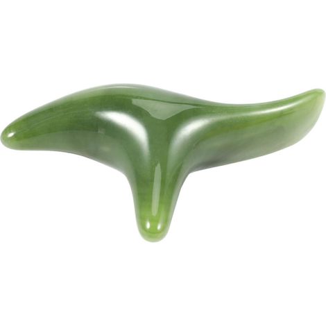 Bâton de massage Gua Sha en cire d'abeille verte naturelle et jade, à trois coins, pour le visage, le corps et les pieds. Outil de bien-être pour le massage des points d'acupuncture. (1/5)