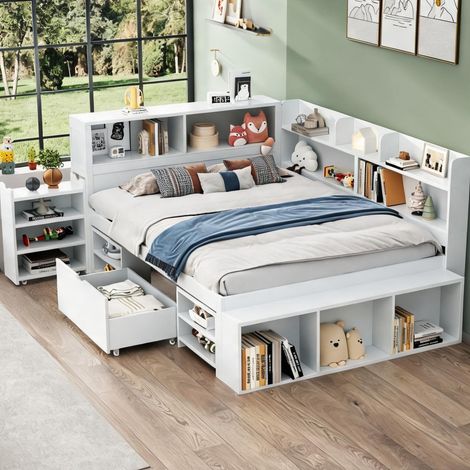 Matelas coloris blanc en plywood 244 x 159,5 x 91 cm (1/5)