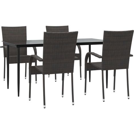 vidaXL Ensemble à manger de jardin 5 pcs Marron Résine tressée (1/5)