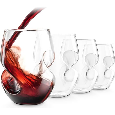 Ensemble de 4 verres à vin rouge – 473 ml, verre soufflé à la bouche (1/4)