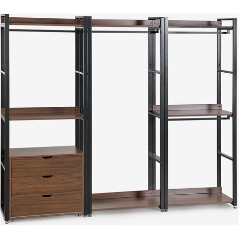 SKLUM Offener modularer Schrank mit 3 Teilen und Schubladen aus Stahl und Holz Ariaster Schwarz                                  