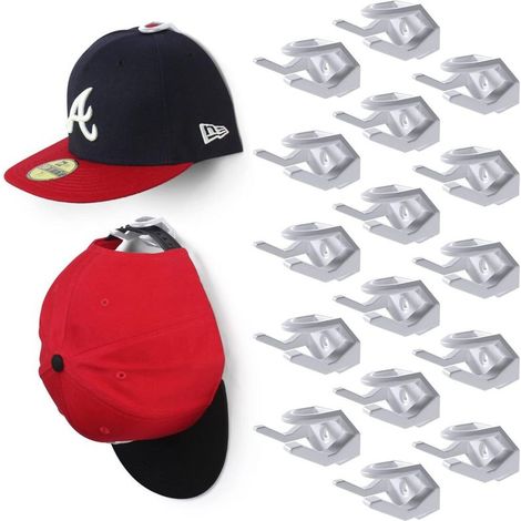 16PCS Crochets de Chapeaux Porte-Casquette Autocollante Crochets de Chapeaux Support Mural Adhésifs Crochets Muraux pour Chapeaux Support pour Casquettes de Baseball Écharpes