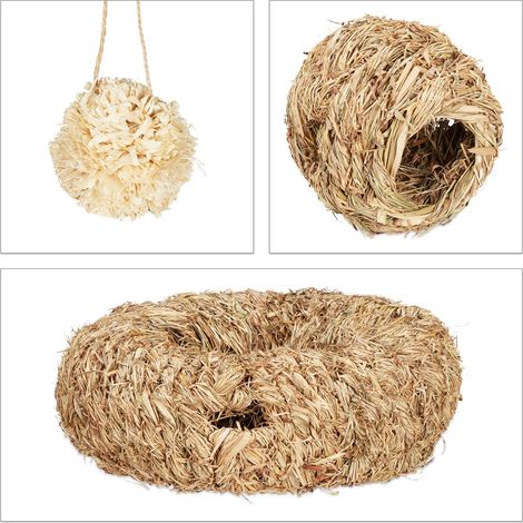 Set di 5 accessori per gabbie per roditori che creano un parco giochi divertente comfort confortevole in materiale naturale beige 130009697