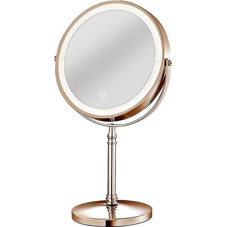 Miroir LED 10x avec miroirs de maquillage rechargeables, 3 couleurs, luminosité réglable, miroir cosmétique grossissant 2 faces