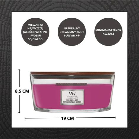 Candela Woodwick Core Hearthwick Ellipse Jar Wild Berry & Beets 453g (1/2)