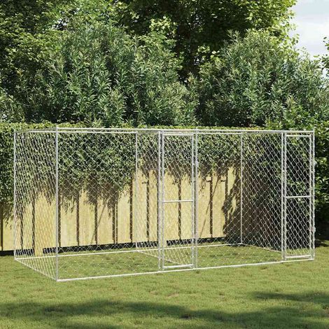 Hundekäfig Silber 400 x 200 x 200 cm Verzinkter Stahl