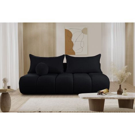 Schlafsofa Designersofa Sofa 3-Sitzer ANZIA in Stoff Ascot Bukla Schwarz (1/5)