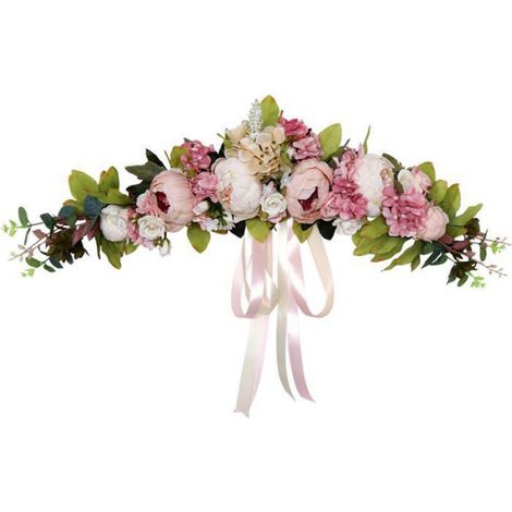 Guirlande Fleurs Roses Artificielles - 65 x 16 cm - Décoration Murale Porte Entrée - 1 Pièce (1/5)