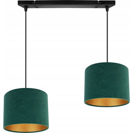 ELEGANTE LAMPADA A SOSPENSIONE CON PARALUME IN VELLUTO DORATO
