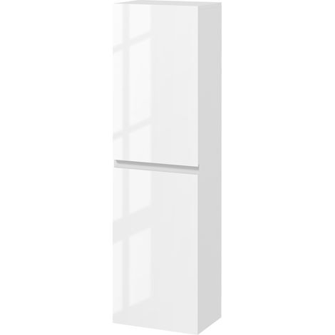 Meuble colonne rangement salle de bain style contemporain 2 placards étagères réglables 35 x 25 x 120 cm blanc laqué (1/5)