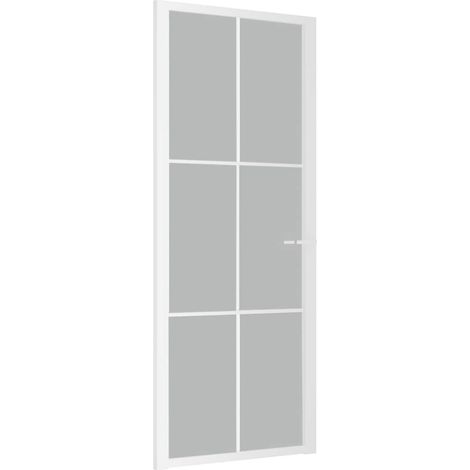 vidaXL Puerta interior de vidrio y aluminio blanco mate 83x201,5 cm (1/2)