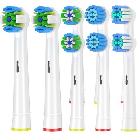 Brossette Compatible avec Braun Oral-b, Têtes de Rechange pour Brosse à Dents Electrique Braun Oral-b, Inclure Precision, Floss, Cross, Sensitive (8 Blanc) (1/5)