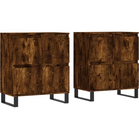 Aparador buffet cómoda mueble almacenaje organizador cocina salón salón juego de 2 madera contrachapada marrón 020036759