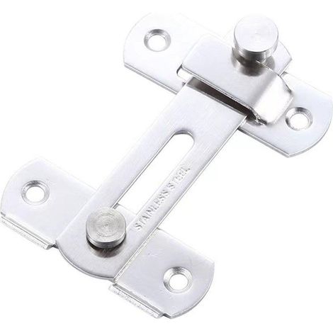 Lot de 2 verrous de porte coulissante à 90° pour usage domestique, couleur argent plat, taille L. (1/5)