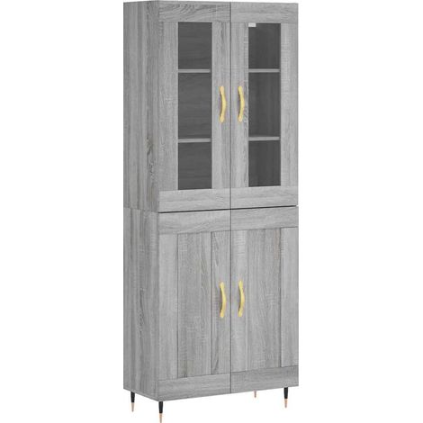 Maison Exclusive - Credenza Grigio Sonoma 69,5x34x180 cm in Legno Multistrato