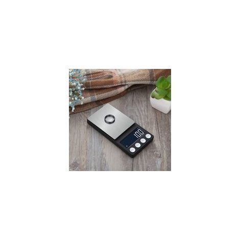 Mini balance de cuisine numérique en acier inoxydable noir – (1/5)