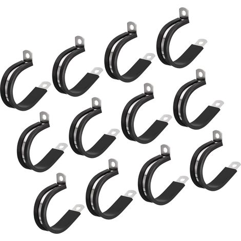 Lot de 12 colliers de serrage de câble de 36 mm, colliers de serrage isolés en caoutchouc en acier inoxydable 304 en forme de R pour tuyau métallique (1/5)
