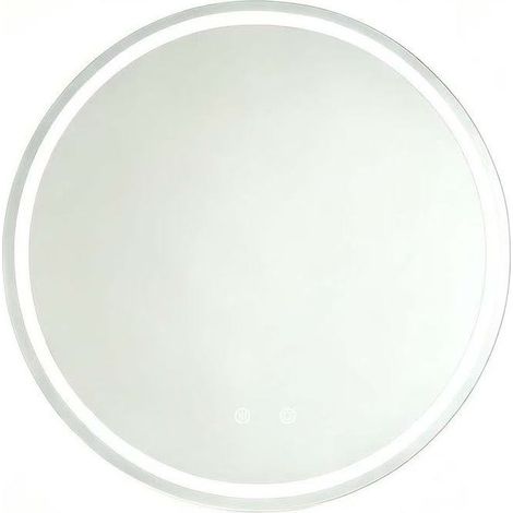 Miroir rond de salle de bain LED 60 x 60 cm, anti-buée, 3 températures de couleur, variateur tactile, verre argenté 5 mm, design mural moderne - CHICFURN (1/5)