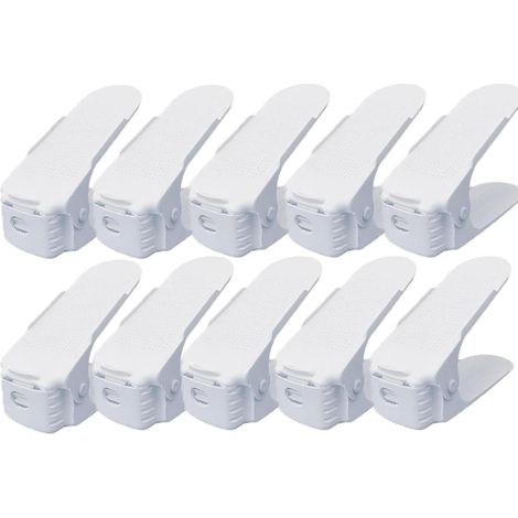 Lot de 12 compartiments à chaussures, empileur de chaussures, rangement réglable pour chaussures, support à chaussures à double plate-forme, antidérapant, gain de place pour la maison, le voyage, (1/5)